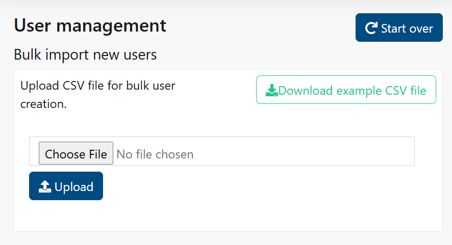 Bulk import interface for uploading user files