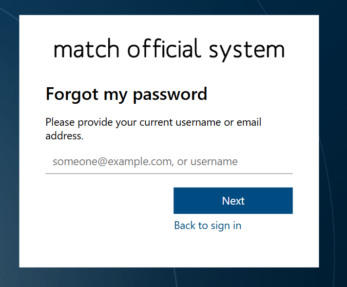 Forgot Password Page