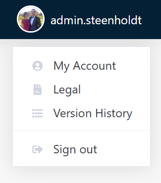 Profile navigation in top-right corner